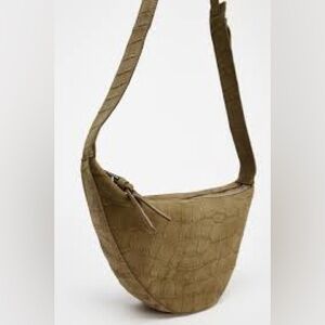 Zara Crocodile Effect Split Suede Crossbody Bag